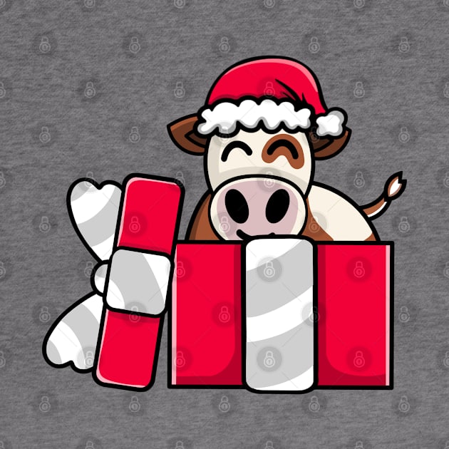 Cute Simmental Cow in Christmas Gift by HeartsandFlags